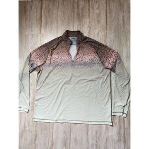 Orvis Dricast 1/4 Zip Pullover Sweatshirt Rainbow Trout Green Fleece Mens XXL